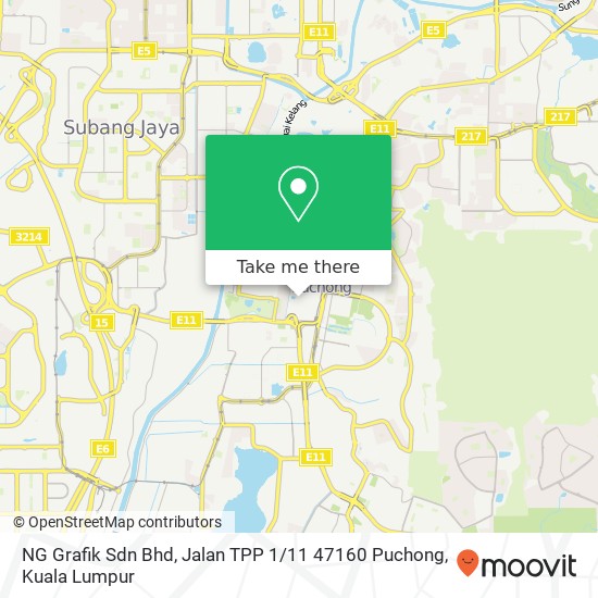 NG Grafik Sdn Bhd, Jalan TPP 1 / 11 47160 Puchong map