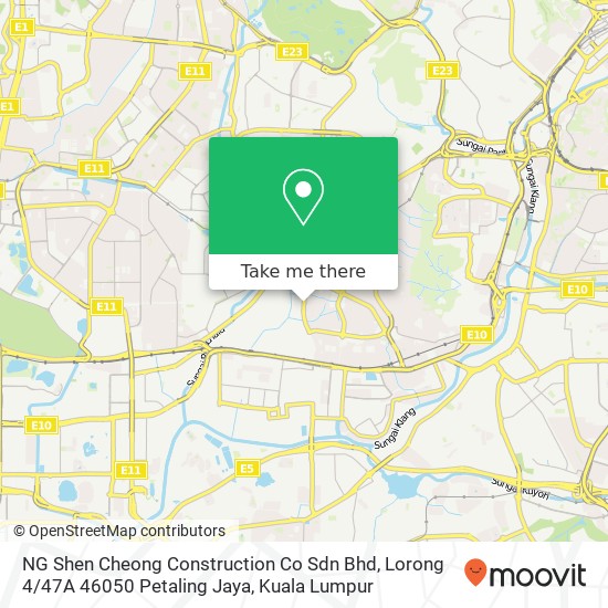 NG Shen Cheong Construction Co Sdn Bhd, Lorong 4 / 47A 46050 Petaling Jaya map