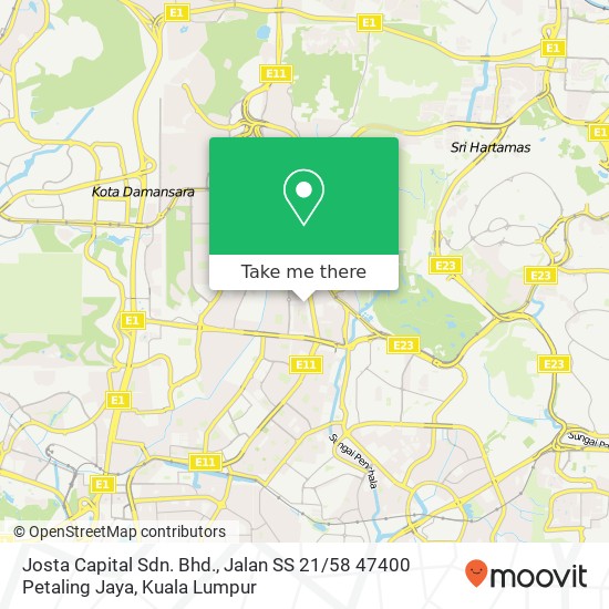 Josta Capital Sdn. Bhd., Jalan SS 21 / 58 47400 Petaling Jaya map