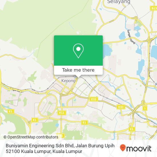 Peta Buniyamin Engineering Sdn Bhd, Jalan Burung Upih 52100 Kuala Lumpur