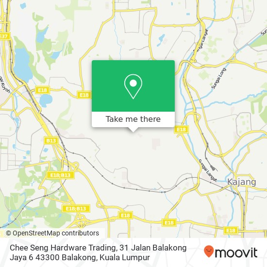 Peta Chee Seng Hardware Trading, 31 Jalan Balakong Jaya 6 43300 Balakong