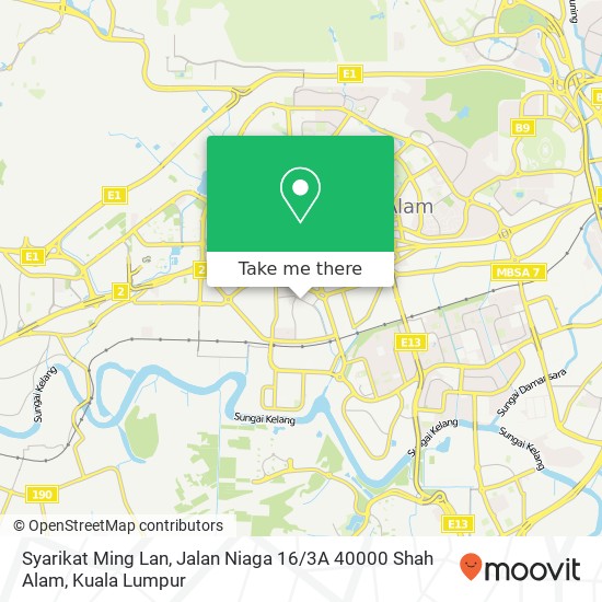 Peta Syarikat Ming Lan, Jalan Niaga 16 / 3A 40000 Shah Alam