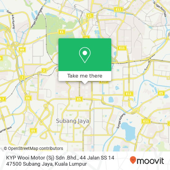 KYP Wooi Motor (Sj) Sdn .Bhd., 44 Jalan SS 14 47500 Subang Jaya map