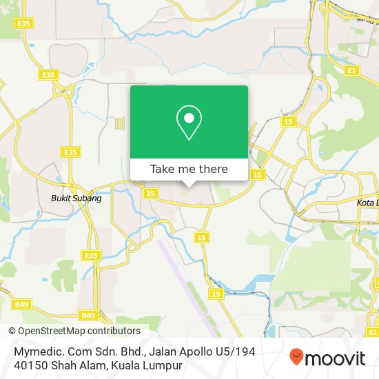 Mymedic. Com Sdn. Bhd., Jalan Apollo U5 / 194 40150 Shah Alam map