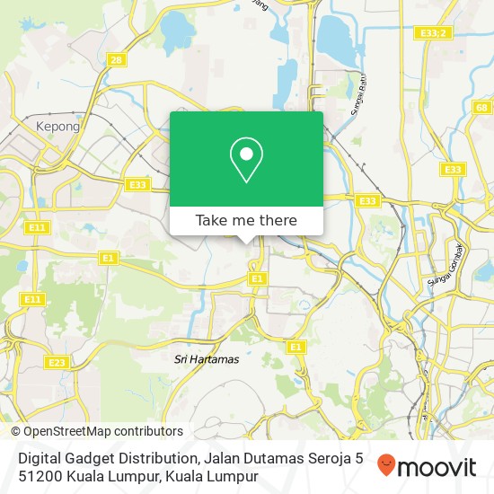 Peta Digital Gadget Distribution, Jalan Dutamas Seroja 5 51200 Kuala Lumpur