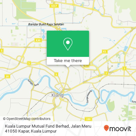 Peta Kuala Lumpur Mutual Fund Berhad, Jalan Meru 41050 Kapar