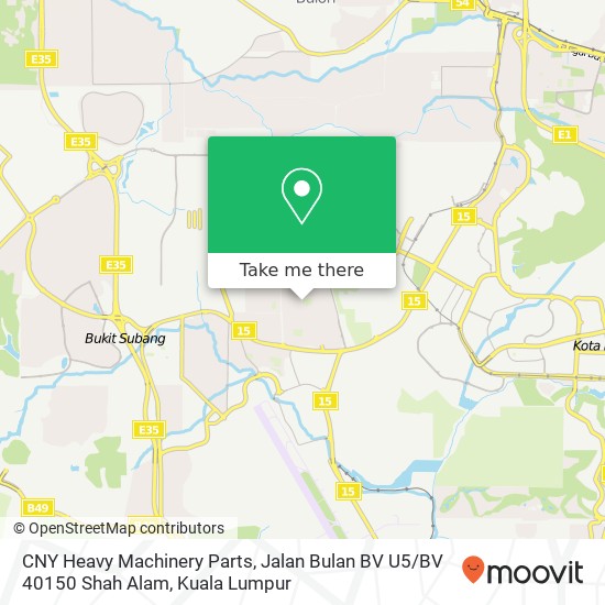Peta CNY Heavy Machinery Parts, Jalan Bulan BV U5 / BV 40150 Shah Alam