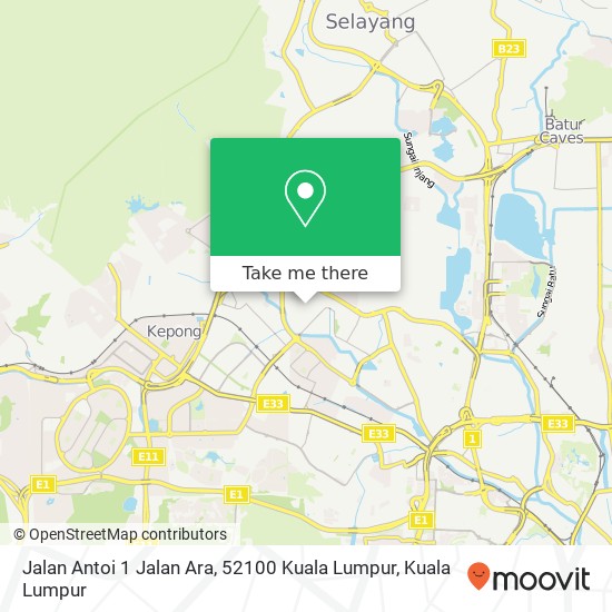 Peta Jalan Antoi 1 Jalan Ara, 52100 Kuala Lumpur
