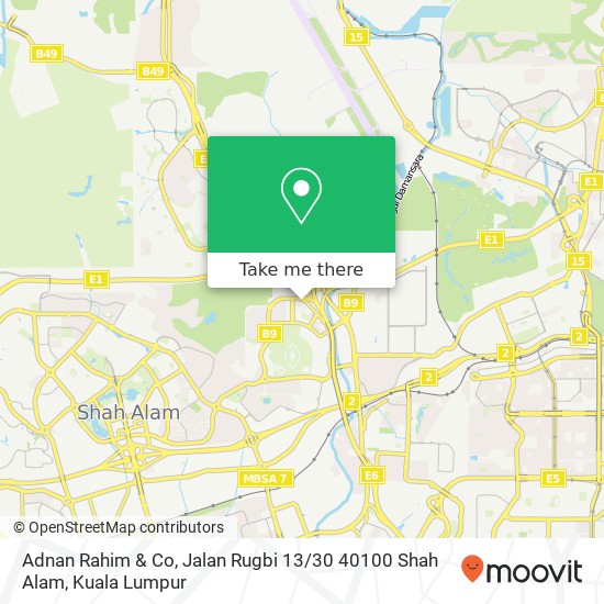 Peta Adnan Rahim & Co, Jalan Rugbi 13 / 30 40100 Shah Alam