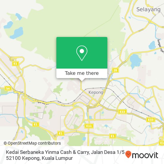 Peta Kedai Serbaneka Yinma Cash & Carry, Jalan Desa 1 / 5 52100 Kepong