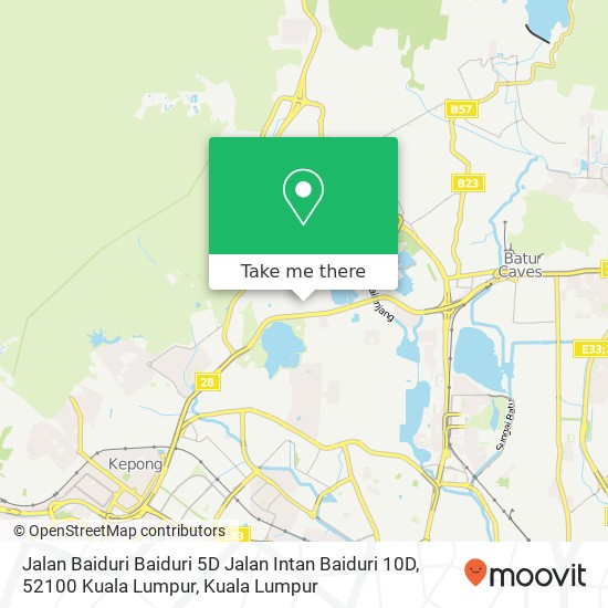 Peta Jalan Baiduri Baiduri 5D Jalan Intan Baiduri 10D, 52100 Kuala Lumpur