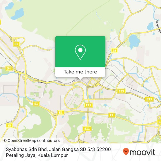 Syabanas Sdn Bhd, Jalan Gangsa SD 5 / 3 52200 Petaling Jaya map