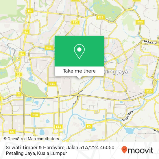 Peta Sriwati Timber & Hardware, Jalan 51A / 224 46050 Petaling Jaya