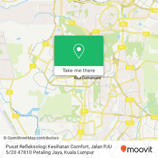 Peta Pusat Refleksologi Kesihatan Comfort, Jalan PJU 5 / 20 47810 Petaling Jaya