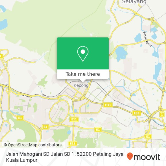 Jalan Mahogani SD Jalan SD 1, 52200 Petaling Jaya map