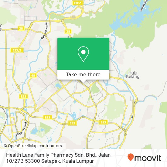 Health Lane Family Pharmacy Sdn. Bhd., Jalan 10 / 27B 53300 Setapak map