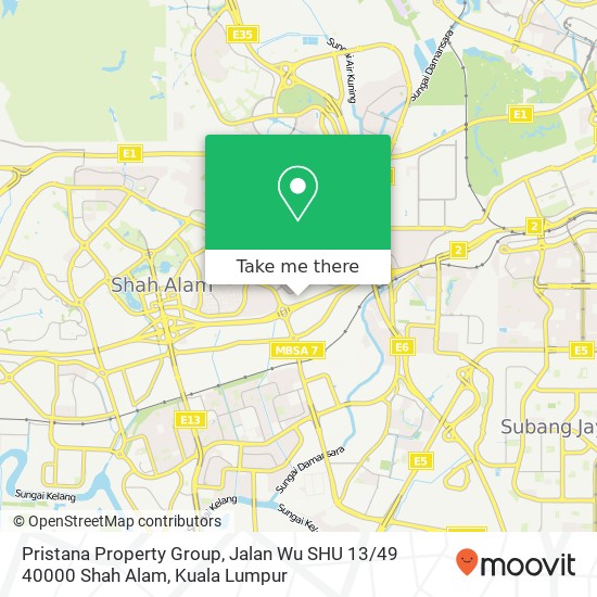 Peta Pristana Property Group, Jalan Wu SHU 13 / 49 40000 Shah Alam