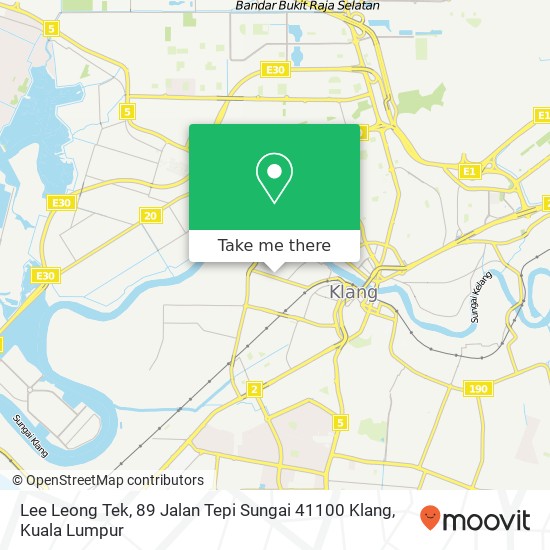 Peta Lee Leong Tek, 89 Jalan Tepi Sungai 41100 Klang