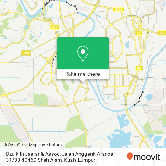 Peta Dzulkifli Jaafar & Assoc, Jalan Anggerik Aranda 31 / 38 40460 Shah Alam