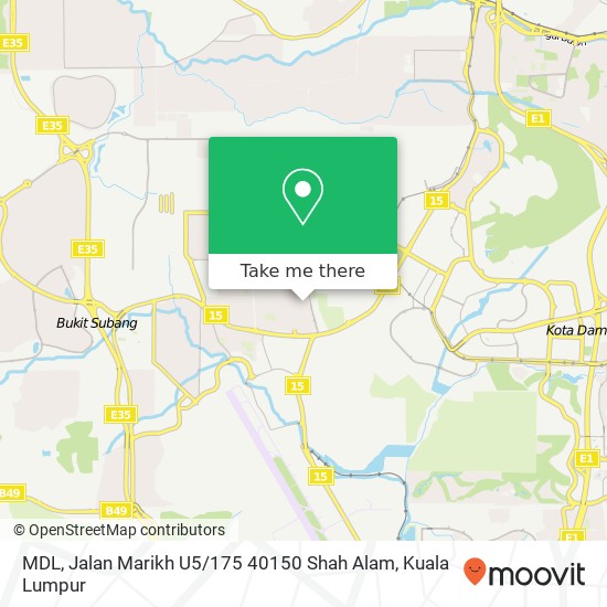 Peta MDL, Jalan Marikh U5 / 175 40150 Shah Alam