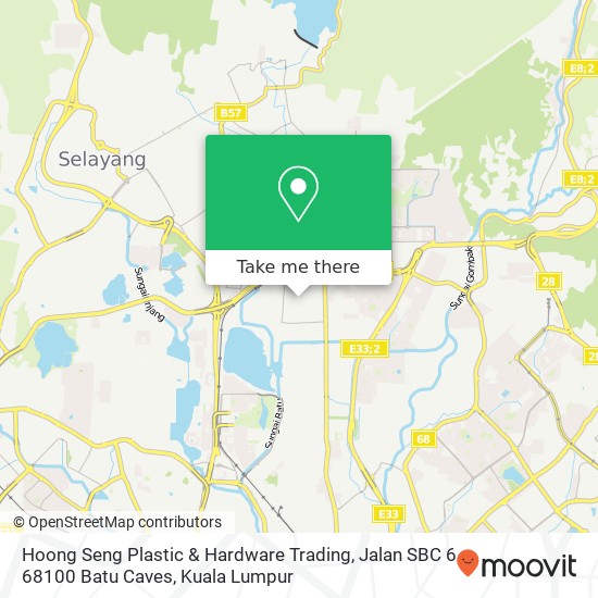Peta Hoong Seng Plastic & Hardware Trading, Jalan SBC 6 68100 Batu Caves