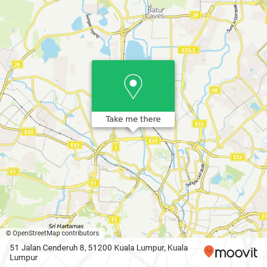 Peta 51 Jalan Cenderuh 8, 51200 Kuala Lumpur