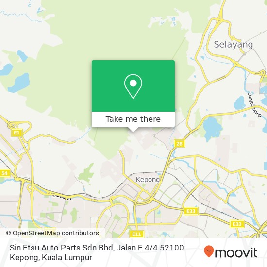 Peta Sin Etsu Auto Parts Sdn Bhd, Jalan E 4 / 4 52100 Kepong