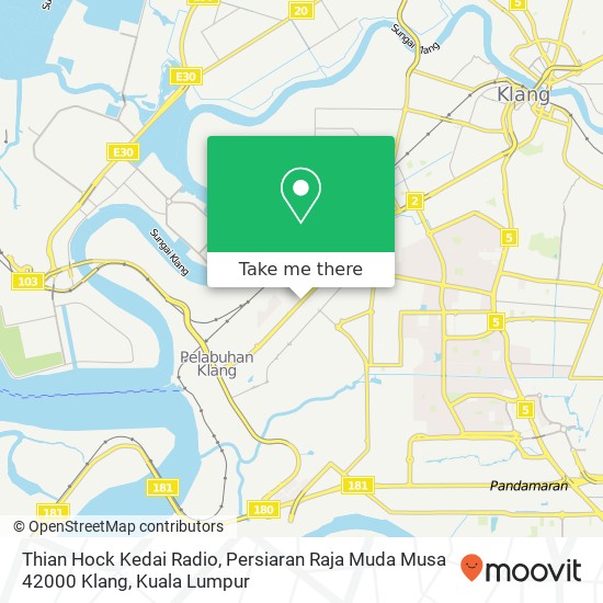 Peta Thian Hock Kedai Radio, Persiaran Raja Muda Musa 42000 Klang