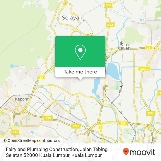 Peta Fairyland Plumbing Construction, Jalan Tebing Selatan 52000 Kuala Lumpur