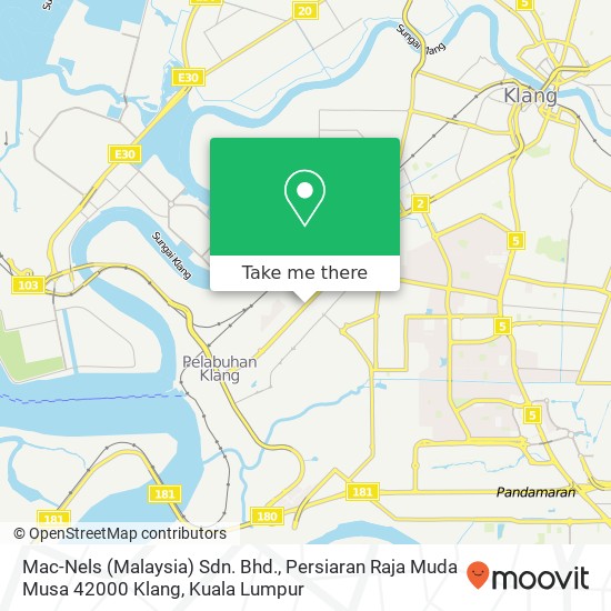 Mac-Nels (Malaysia) Sdn. Bhd., Persiaran Raja Muda Musa 42000 Klang map