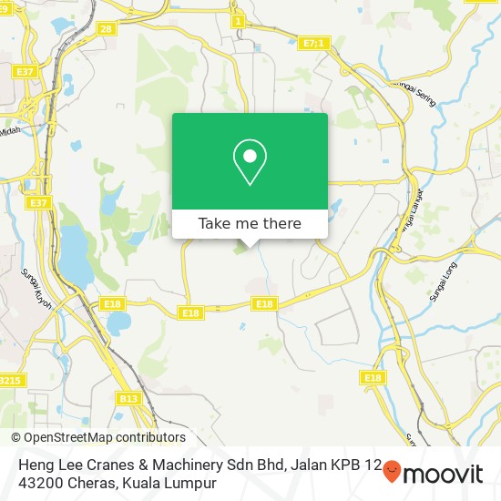 Peta Heng Lee Cranes & Machinery Sdn Bhd, Jalan KPB 12 43200 Cheras
