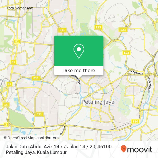 Peta Jalan Dato Abdul Aziz 14 / / Jalan 14 / 20, 46100 Petaling Jaya