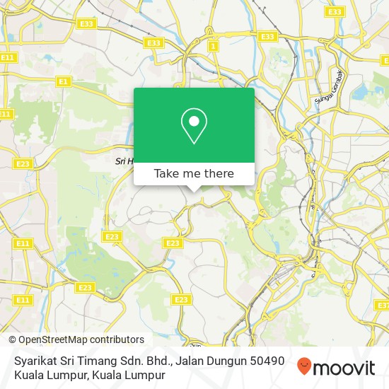 Syarikat Sri Timang Sdn. Bhd., Jalan Dungun 50490 Kuala Lumpur map