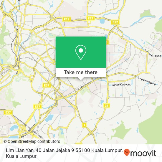 Peta Lim Lian Yan, 40 Jalan Jejaka 9 55100 Kuala Lumpur