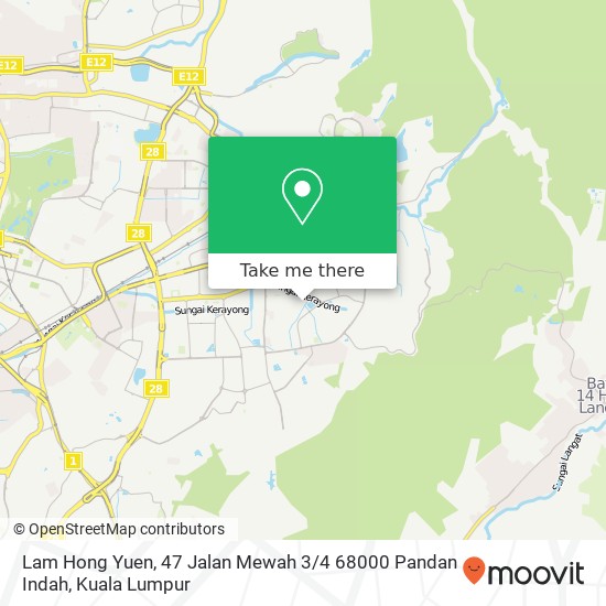 Peta Lam Hong Yuen, 47 Jalan Mewah 3 / 4 68000 Pandan Indah