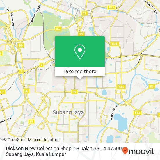 Dickson Niew Collection Shop, 58 Jalan SS 14 47500 Subang Jaya map