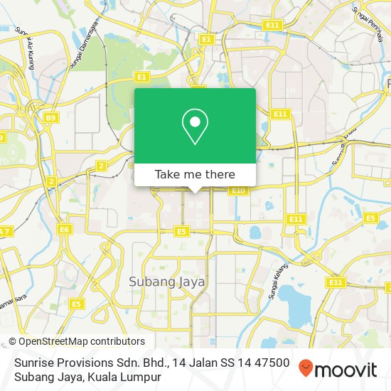 Sunrise Provisions Sdn. Bhd., 14 Jalan SS 14 47500 Subang Jaya map