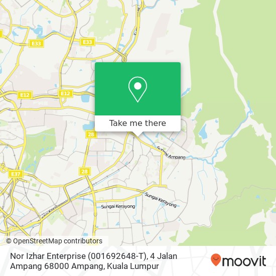 Peta Nor Izhar Enterprise (001692648-T), 4 Jalan Ampang 68000 Ampang
