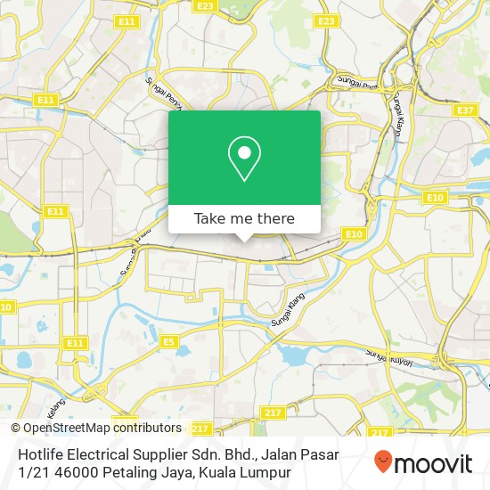 Hotlife Electrical Supplier Sdn. Bhd., Jalan Pasar 1 / 21 46000 Petaling Jaya map