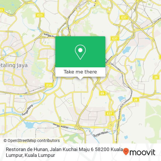 Peta Restoran de Hunan, Jalan Kuchai Maju 6 58200 Kuala Lumpur