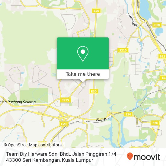 Peta Team Diy Harware Sdn. Bhd., Jalan Pinggiran 1 / 4 43300 Seri Kembangan