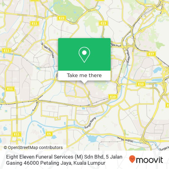 Peta Eight Eleven Funeral Services (M) Sdn Bhd, 5 Jalan Gasing 46000 Petaling Jaya