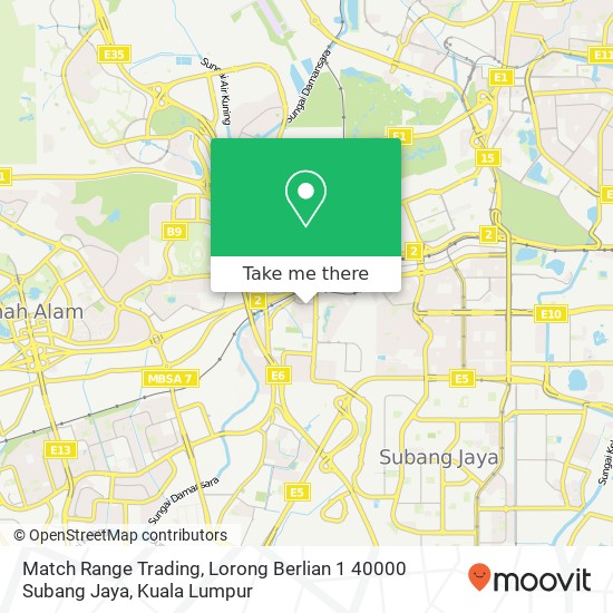 Peta Match Range Trading, Lorong Berlian 1 40000 Subang Jaya