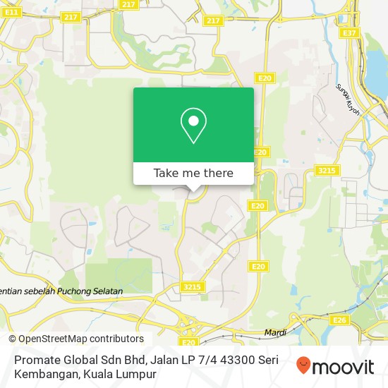 Peta Promate Global Sdn Bhd, Jalan LP 7 / 4 43300 Seri Kembangan