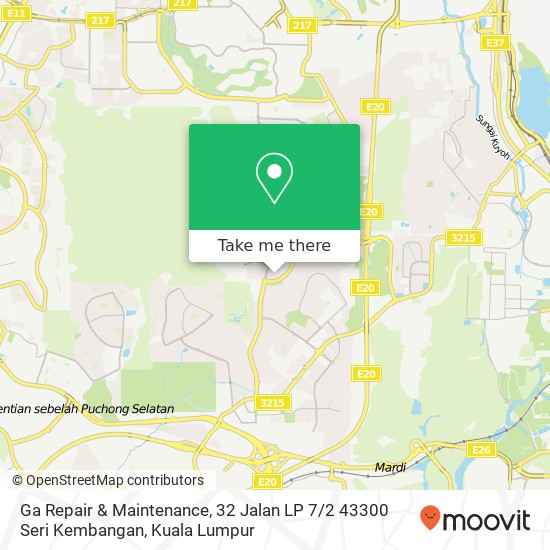 Peta Ga Repair & Maintenance, 32 Jalan LP 7 / 2 43300 Seri Kembangan