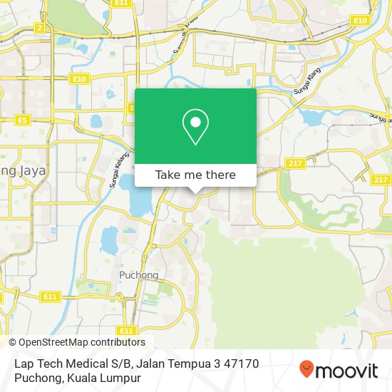 Peta Lap Tech Medical S / B, Jalan Tempua 3 47170 Puchong