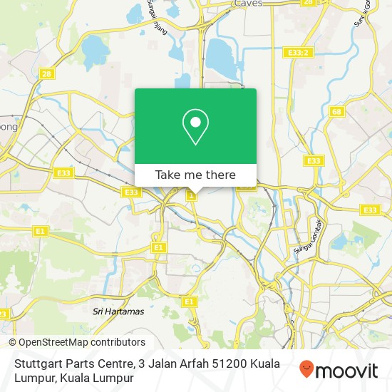 Peta Stuttgart Parts Centre, 3 Jalan Arfah 51200 Kuala Lumpur