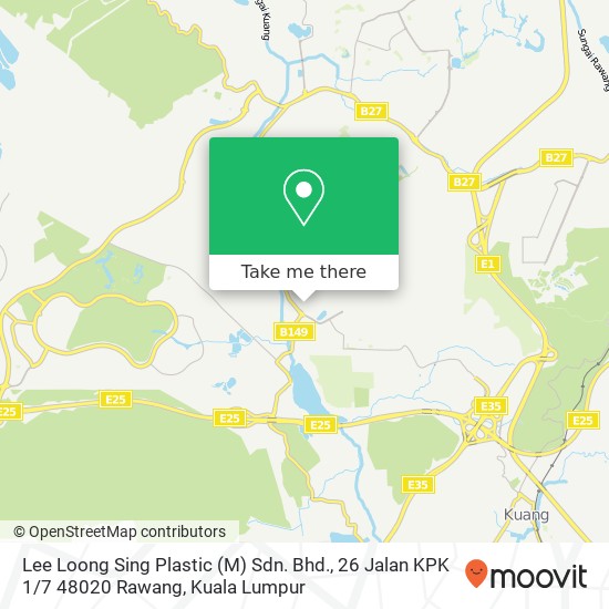 Peta Lee Loong Sing Plastic (M) Sdn. Bhd., 26 Jalan KPK 1 / 7 48020 Rawang