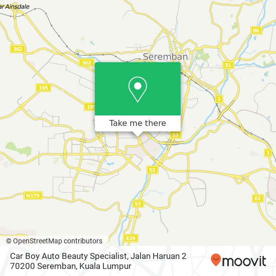 Peta Car Boy Auto Beauty Specialist, Jalan Haruan 2 70200 Seremban