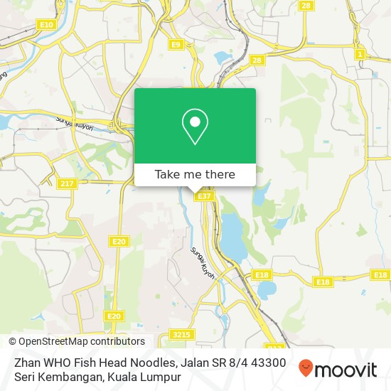 Peta Zhan WHO Fish Head Noodles, Jalan SR 8 / 4 43300 Seri Kembangan